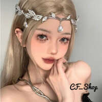 vòng choker nguyệt quế hoa lá đeo đầu hoặc cổ đính giọt nước