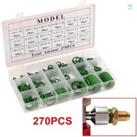 Vòng chữ O cao su 270 Cái R134A Bộ niêm phong điều hòa ô tô Cao su Vòng chữ O Vòng đệm có Plactics Hộp KitRubber O-Rings tolo306