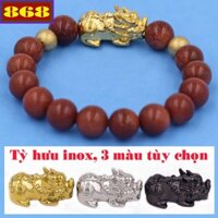 Vòng chuỗi đá kim sa 10 ly charm Tỳ Hưu inox, vòng tay chuỗi hạt