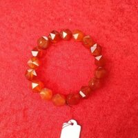 Vòng chuỗi đá Mã Não màu vàng nâu đỏ (Chuỗi 17 hạt đá đeo vừa cho vòng đo cổ tay 15cm)