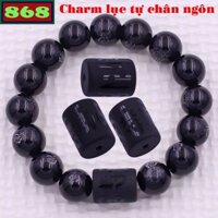 Vòng chuỗi đeo tay đá đen khắc chữ Phật charm lục tự chân ngôn, Om Mani Padme Hūm, chữ Vạn