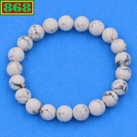 Vòng chuỗi đeo tay đá howlite, từ 8 ly đến 14 ly, 108 hạt, charm inox, vòng tay chuỗi hạt