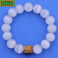 Vòng chuỗi đeo tay đá mắt mèo trắng charm chữ vạn đá mắt hổ, swastika 卐, vòng tay hạt chuỗi