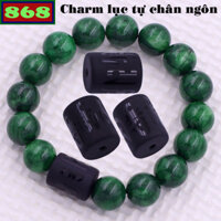 Vòng chuỗi đeo tay đá sơn thủy xanh charm lục tự Đại minh chân ngôn, Om Mani Padme Hūm, lục tự đại minh chú, chữ vạn