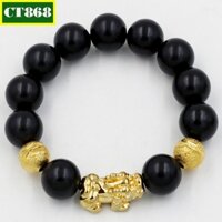 Vòng chuỗi gỗ mun charm Tỳ hưu, vòng tay chuỗi hạt