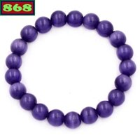 Vòng chuỗi tay đá mắt mèo tím, từ hạt 6 ly đến 12 ly