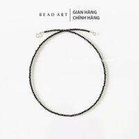 Vòng Cổ 2MM Đá Spin.el Màu Đen Giác Cắt Bạc 925, Dây Chuyền Phong Thuỷ, Thuỷ, Mộc - Bead Art