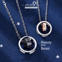 Vòng cổ Bạc 925 Mặt Nhẫn Đôi Khắc Chữ Beauty and the Beast Thời Trang Cho Cặp Đôi