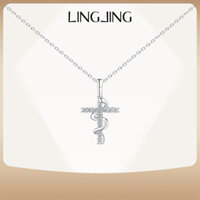 Vòng cổ bạc bằng thép titan LINGJING dành cho nữ - Mặt dây chuyền rắn thánh giá