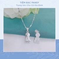 Vòng cổ bạc cho bé mặt Phật Bà Quan Âm Bồ Tát có khắc kinh tâm - Dây chuyền trẻ em bằng bạc ta cao cấp