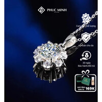 Vòng cổ bạc nữ PMJ Silver mặt dây chuyền bông hoa đá kim cương moissanite flora