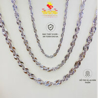 Vòng cổ bạc xi bạch kim, Dây chuyền nữ bạc thật xoắn tròn 3-8li, Dây chuyền bạc nam xi vàng trắng đẹp - KIMLOCPHAT