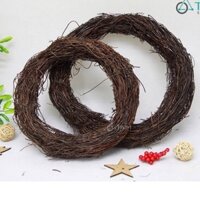 Vòng cỏ bện đường kính 50cm, vòng nguyệt quế, vòng dây rừng trang trí giáng sinh, handmade