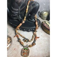Vòng cổ boho thổ dân xâu gỗ, hạt nhựa và vỏ ốc