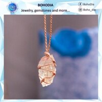 Vòng cổ Bohodia đá Citrine, dây tết macrame