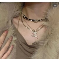 Vòng Cổ Chanel Retro Hương Thơm Xương Đòn Vòng Cổ ins Dây Da Độc Đáo Phong Cách Mới Bện Cao Cấp Vòng Cổ choker