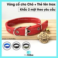 Vòng cổ cho Chó + Thẻ tên thú cưng INOX OnePetBox (khắc tên theo yêu cầu)