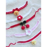 Vòng cổ cho mèo dễ thương, khăn cho chó mèo, nơ, dây cotton, khăn dệt thủ công, khăn lau nước dãi