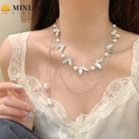 Vòng Cổ Choker Bướm MINLIA, Dây Xích Xương Đòn Thanh Lịch Kim Cương Giả, Trang Sức Cao Cấp Hợp Thời Trang Sang Trọng Shinny Tua Rua Choker Đám Cưới