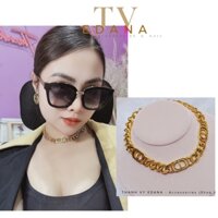 Vòng cổ choker dây xích 3 mặt chữ hiệu CD cao cấp [THANH VY EDANA]