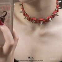 Vòng cổ choker đinh tán phong cách punk gothic cá tính, thiết kế cổ choker da, dây đeo cổ, dây chuyền xương đòn