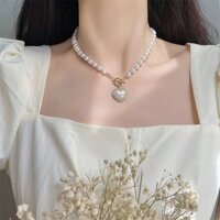 Vòng Cổ Choker Mặt Trái Tim Đính Hạt Ngọc Trai Phong Cách Hàn Quốc