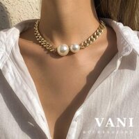 Vòng Cổ Choker Xích Dày Phối 2 Hạt Trai Thép Titan - Vani Store - TS001042