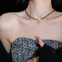 Vòng cổ chữ Camellia thiết kế cao cấp Vòng cổ Retro Hàn Quốc mới