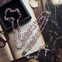 Vòng Cổ Chữ Y Chuỗi Hạt Cầu Nguyện Màu Hồng Dành Cho Quý Cô Đức Mẹ Mary