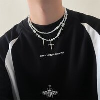 Vòng cổ Chuỗi Ngọc Trai Nhiều Lớp Phong Cách hip hop Cho Cặp Đôi