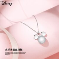 Vòng cổ chuột Mickey vui vẻ đích thực của Disney, Bạc S925, Vòng cổ Opal, Có thể giặt được, Không phai màu, Quà tặng nữ, Quà tặng ngày lễ tình nhân, Quà tặng Giáng sinh. Opal giữa có thể xoắn.