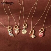 Vòng Cổ Dâu SZXBOGS, Vòng Cổ Mặt Dây Chuyền Bướm Màu Vàng Kim Loại, Vòng Cổ Pha Lê Chống Thấm Nước Thanh Lịch