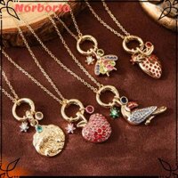 Vòng cổ dâu tây NORBORTO, Vòng cổ mặt dây chuyền hình con bướm thanh lịch bằng kim loại, Vòng cổ pha lê chống thấm nước màu vàng