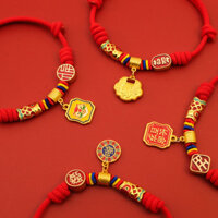 Vòng cổ dây bện cho thú cưng, khóa tuổi thọ năm mới, vòng cổ trăm năm, lễ hội mùa xuân, vòng cổ cho mèo, chó, cá Koi, trang trí màu đỏ, im lặng