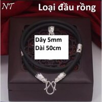 Vòng cổ dây cao su bọc bạc dài 50cm