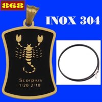 Vòng cổ dây cao su đen cung Thiên Yết ( Hổ cáp) inox vàng VCSECTYV - 12 Cung hoàng đạo