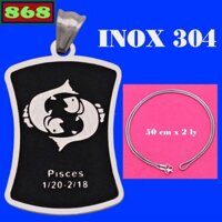 Vòng cổ dây chuyền inox rắn cung Song Ngư inox, mặt dây chuyền cung hoàng đạo