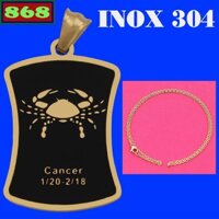 Vòng cổ dây chuyền inox vàng + mặt dây chuyền cung Cự Giải inox vàng