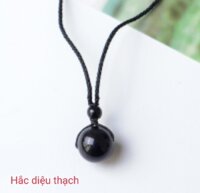 Vòng cổ dây chuyền thời trang gắn hạt đá phong thủy thiên nhiên cho Nam và Nữ - Hắc diệu thạch
