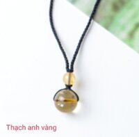 Vòng cổ dây chuyền thời trang gắn hạt đá phong thủy thiên nhiên cho Nam và Nữ - Thạch anh vàng