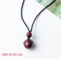 Vòng cổ dây chuyền thời trang gắn hạt đá phong thủy thiên nhiên cho Nam và Nữ - Mắt hổ đỏ nâu