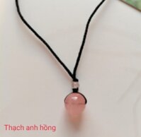 Vòng cổ dây chuyền thời trang gắn hạt đá phong thủy thiên nhiên cho Nam và Nữ - Thạch anh hồng