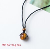Vòng cổ dây chuyền thời trang gắn hạt đá phong thủy thiên nhiên cho Nam và Nữ - Mắt hổ vàng nâu