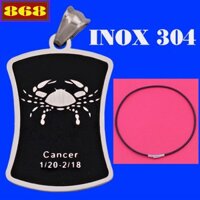 Vòng cổ dây da đen cung Cự Giải inox VDDECCGT - 12 cung hoàng đạo