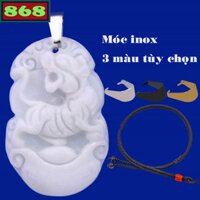 Vòng cổ dây dù đen + mặt dây chuyền tuổi Dần đá trắng