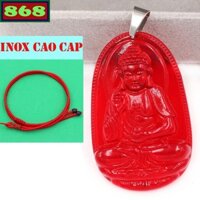 Vòng cổ dây dù đỏ Phật bản mệnh thuỷ tinh đỏ 3.6 cm