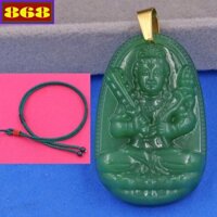 Vòng cổ dây dù xanh Hư không tạng đá xanh lá 5 cm - Hộ mệnh tuổi Sửu, Dần