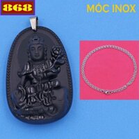 Vòng cổ dây inox Phật Phổ hiền bồ tát đá đen - Hộ mệnh tuổi Thìn, Tỵ