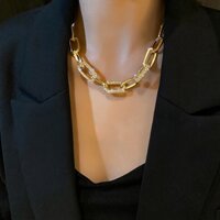 Vòng Cổ Dây Xích Kim Loại Dày Đính Kim Cương Nhân Tạo Phong Cách Punk Âu Mỹ Mới Cho Nữ