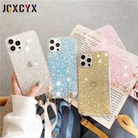 Vòng cổ đeo chéo Dây buộc lấp lánh Bling Ốp lưng mềm trong suốt cho iPhone 15 14 13 12 11 Pro Max XS X XR 8 7 Plus SE 2020 Vỏ sang trọng